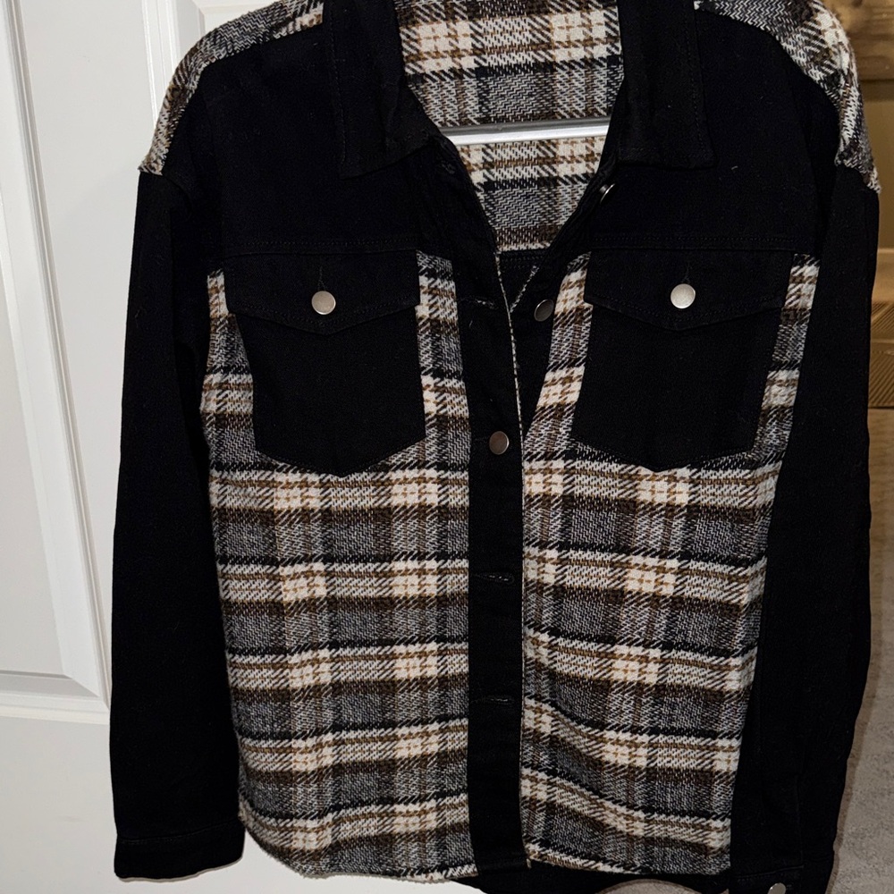 Black and Gray Plaid Men's Jacket